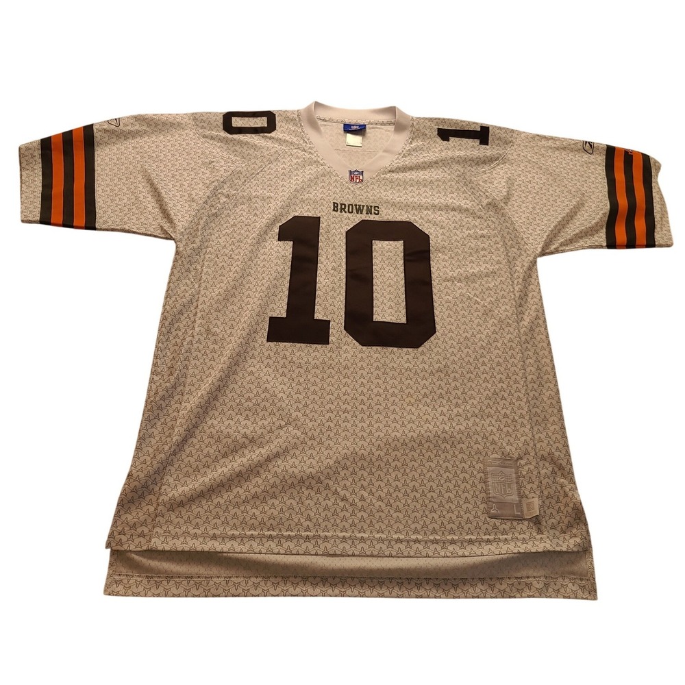 Reebok Cleveland Browns Jersey 10 White Grey Pattern NFL Men's Large Sporty